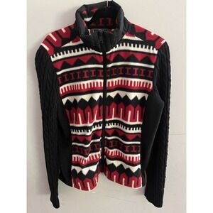 LRL Lauren Ralph Lauren Western Aztec Cable Knit & Fleece Zip Up Jacket Large